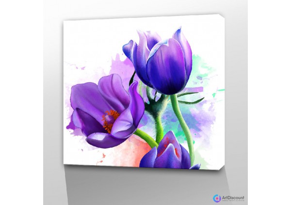 Картина цветы Тюльпаны акварелью AFLS0055