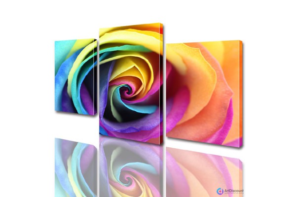Модульные картины цветы Цветная Роза ADFL0012